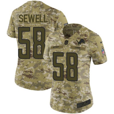 Detroit Lions #58 Penei Sewell Camo Women's Stitched NFL Limited 2018 Salute To Service Jersey